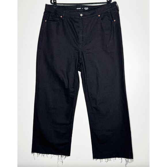 Old Navy Extra High-Waisted Sky-Hi Wide-Leg Cut-Off Jeans Women's Plus Size 20 - Picture 1 of 7
